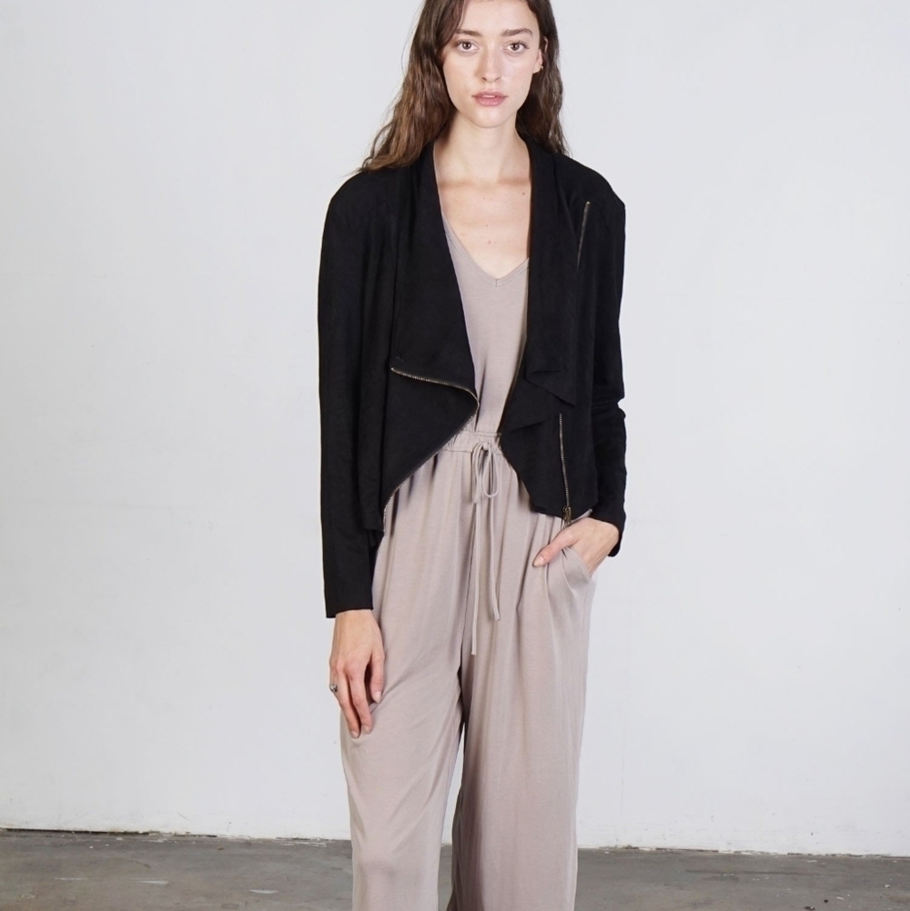 Mod ref Maxwell. Suede drape moto jacket